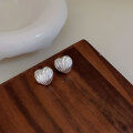 wholesale S925 Sterling Silver Minimalist Heart Stud Earrings for Women, Light Luxury Advanced Sense, Ear Piercing Care, Small Niche Elegant French Style Ear Accessories-0-3