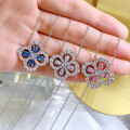 wholesale S925 Silver Four-Leaf Clover Necklace, Retro Short Cross Chain Silver Necklace, Trending Necklace 40+3-0-3