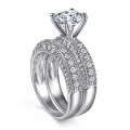 wholesale 925 Sterling Silver Classic European and American Fashion Diamond-Inlaid Proposal Ring Set for Women, Hot Sale from Source Factory-0-4