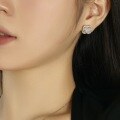 wholesale S925 Sterling Silver Korean Version Live Cross-border Earrings for Women, Four-Leaf Clover Zircon Inlaid Exquisite High-End Sense Ear Accessories Wholesale-0-1