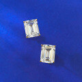 wholesale S925 Silver Simulated Emerald Cut 7*9mm Rectangular Pagoda Ear Studs for Cross-Border E-Commerce-0-2