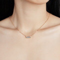 Sterling Silver Moissanite Bow Straight Pendant Necklace-0-2