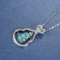 S925 Silver Natural Hazardous Material Blue Water Jade Gourd Pendant-0-2