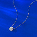 wholesale S925 silver jewelry new style, classic 7mm round diamond halo necklace elegant and versatile pendant live cross-border-0-2