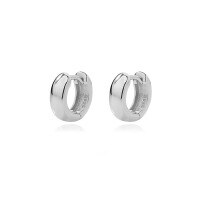 wholesale 925 Sterling Silver Minimalist Versatile Hoop Earrings For Women, Premium Retro Ins Style Ear Clips-F4339-White Gold 925 Silver