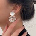 wholesale S925 Sterling Silver Circle Knitted Mesh Ear Studs Women Korean Ins Trendy New Style Versatile Must-Have High-End Earrings-0-2