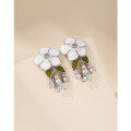 wholesale 925 Sterling Silver Camellia Tassel Earrings for Women, Summer French Stylish Minimalist Luxury Floral Ear Studs-0-3