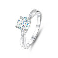 wholesale S925 silver moissanite ring for women, twist shank with four-prong setting, 1-carat moissanite, wedding engagement ring, wholesale-0-4