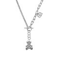 wholesale S925 Sterling Silver 007 Korean Version Ins Minimalist Niche Design Versatile Little Bear OT Buckle Cross Chain Textured Necklace for Women-0-4