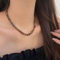 wholesale S925 Sterling Silver Natural Tiger's Eye Maillard Necklace for Women, Korean New Arrival Versatile Collarbone Chain-0-2