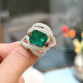 wholesale S925 Sterling Silver New 5-Carat Emerald Cut High Carbon Diamond Geometric Ring Sells Hot Cross-Border-0-2
