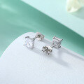 wholesale S925 Sterling Silver Single Square Zirconia Stud Earrings, European and American Minimalist Women's Four-Prong Square Zircon Earrings, Wholesale Personalized Ear Jewelry-0-2