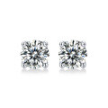wholesale 925 Sterling Silver Moissanite Pure Love Earrings, Simple Ear Drops, Live Stream Ready Stock, Four-Prong Stud Earrings, High-End Feel-0-5