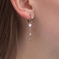wholesale Sterling Silver S925 Star Tassel Drop Earrings with Star-shaped Hoops, Fashionable, Elegant, and Sophisticated Ear Accessories-0-0