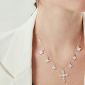 wholesale 925 Sterling Silver Cross Zircon Necklace Collarbone Chain Wholesale European and American Cross-Border Ins High-End Sense Jewelry for Women-0-3