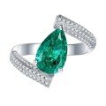 wholesale Platinum & Diamond New Teardrop Paraiba 7x11 Ice-Cut Halo Full DiamondIns Ring-0-4