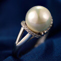 wholesale S925 Silver Freshwater Pearl Fringe Adjustable Ring, Korean and Japanese Style-0-2