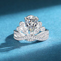 925 Silver Crown Tiara Ring with 2-Carat Moissanite-0-0