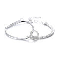 wholesale S925 Sterling Silver Korean Style Minimalist Geometric Irregular Bracelet with Interlocking Lines-0-3