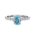 wholesale 925 Sterling Silver with High Carbon Diamond Blue Zircon 6*8mm Oval Radiant Ring for Women, Elegant Style-0-4
