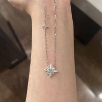 wholesale 925 Sterling Silver Shining Star Necklace Snowflake Inlaid with High-Carbon Diamonds, High-End Minimalist Niche Gift for Women-Platinum 925 silver