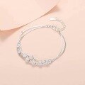 wholesale S925 Silver Double-Layer Sand Bead Round Bead Snake Bone Chain Silver Bracelet Simple Fashion Korean Japanese Trendy Starry Sky Forest Style-0-2