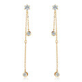 Sterling Silver Moissanite Chain Tassel Earrings, Wholesale-0-3