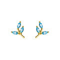 wholesale 925 Sterling Silver Minimalist Blue Diamond Leaf Earrings, Ins Style, Niche and Exquisite Women's Ear Jewelry M03258-0-4