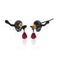 wholesale Dark Style Designer Skull Jewelry Three-Piece Set Halloween Collection 925 Silver Gemstone Ring Earrings Pendant-0-6