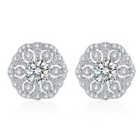 wholesale New Sterling Silver Floral Stud Earrings for Women, Stylish and Delicate Round Flower Earrings, Ins-E290 Flower Earrings>925 Silver
