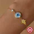 wholesale 925 Sterling Silver Hand Charm Evil Eye Blue Bead Creative BraceletINS-0-1