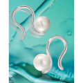 wholesale S925 Sterling Silver 155 Korean Version Ins Niche Design Minimalist Line Textured Pearl Ear Clip for Non-Pierced Ears Women-0-1