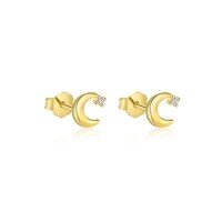 wholesale S925 Sterling Silver Cross-border Wholesale Star Moon Micro-inlaid Tassel Earring Set-E4655-Gold/Pair of Moons 925 Silver