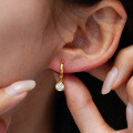 14K Gold Plated S925 Silver Women's Round Moissanite Stud Earrings-0-2
