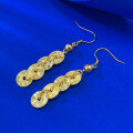 wholesale S925 silver gold-plated new live streaming style crushed ice CNC process ancient coin earrings, new Chinese style-0-3