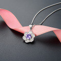 wholesale 925 Sterling Silver Floral Pendant Necklace for Women, Korean Style Personality Zircon Inlaid Collarbone Chain, Fashionable and Versatile Six-Petal Flower Drop Wholesale-0-1