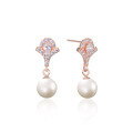 wholesale Sterling Silver Creative Vintage Rose Gold Plated Pearl Earring Studs for Women,-0-4