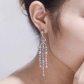 wholesale 925 Silver Gold-Plated New TikTok Live Hot Sale Natural Topaz Sky Blue Earrings with Tassels for Women-0-4