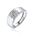wholesale S925 Silver New Couple Rings Adjustable Open Band Live Streaming Hot-Selling Wedding Moissanite Rings-0-0
