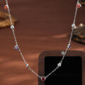 wholesale S925 Silver Vintage Royal Style Colored Zircon Necklace Women's New Fashion Long Chain Collarbone Necklace Personality Internet Celebrity Pendant-0-0