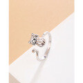 wholesale 925 Sterling Silver Cross-Border New Cat Ring for Women, Ins Korean Japanese Minimalist Niche Design Open Adjustable Ring-0-3