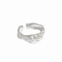 wholesale S925 Sterling Silver Korean Version Ins Niche Irregular Tinfoil Texture Ring for Women-Silver [No. 14/Adjustable] Opening adjustable
