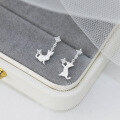 wholesale S925 Silver Fresh and Sweet Style Niche Design Asymmetric Diamond-Inlaid Cat Earrings M05867-0-3