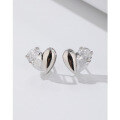 wholesale S925 Sterling Silver Minimalist Small Heart Zircon Stud Earrings for Women, Niche Design Elegant and Sophisticated Drop Earrings-0-0