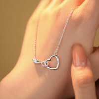 wholesale Sterling Silver Women's Necklace With A Uniquely Designed Love Infinity Symbol, A Luxurious 520 Valentine's Day Gift-A3450-White Gold 925 Silver