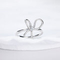 wholesale S925 Sterling Silver Bow-Shaped Moissanite Ring, Sweet and Minimalist Style, Women's Bestseller, Hot Selling on Independent Websites-0-1