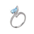 wholesale 18K gold set with natural aquamarine ring for women, accented with diamonds, fashionable and luxurious Santa Maria drop aquamarine-0-4