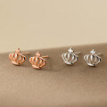 wholesale S925 Sterling Silver Fresh and Sweet Ins Style Niche Design Exquisite Hollow Crown Earrings M06625-0-0