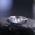 wholesale S925 Sterling Silver Natural Gemstone Ring Dainty Cross-Border Cream Blue Moonstone Ring for Women-0-1