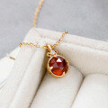 wholesale S925 Silver Simple White Shell Rose and Red Garnet Necklace, Double-Sided Wear-0-3